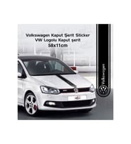Volkswagen İçin Uyumlu Aksesuar Oto Kaput Şerit Sticker Siyah 58*11 Cm