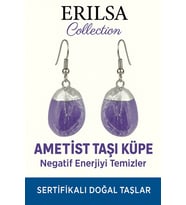 Sertifikalı Ametist Taşı Küpe – Zihinsel Sakinlik, Arınma ve Negatif Enerjiye Karşı Koruma (Çok Renkli)