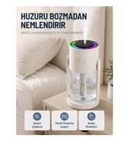 Mey İthalat® Taşınabilir Hava Nemlendirici LED Işıklı Şeffaf Hazneli Ev Ofis Yatak Odası Nemlendirme