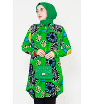 Etnik Desenli Viscon Tunik-Yeşil