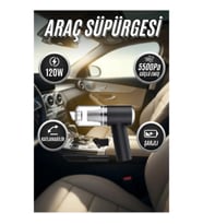 Şarjlı Mini Vakumlu Araç Süpürgesi 120W 5500Pa Emiş Gücü Katlanabilir Saplı Hazneli