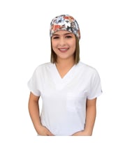 Kahve Kediler Desenli Hastane Doktor Hemşire Veteriner Aşçı Bone (Kahverengi)