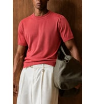 Erkek Bisiklet Yaka Kısa Kollu İnce Triko Slim Fit Günlük Şık Triko T-Shirt