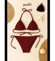 Fantezia Night Kadın Bordo Yandan ve Boyundan Bağlamalı Bikini Mayo Takımı