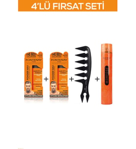 Fontenay Saç Şekillendirici Pudra Toz Wax Ultra Strong + Şekil Tarak'ı + Saç Spreyi 400ml 4'lü Se