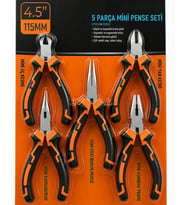 5 Parça Mini Pense Seti 4,5 İnc 11,43 Cm Pratik Pense Kargaburun Yankeski Kablo Kesme Set Profesyone