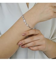 Minimal Kalp ve Papatya Tasarımlı 925 Ayar Gümüş Bileklik