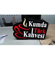 Kumda Türk Kahvesi Yazılı Tabela 3D Led Neon Etkili Işıklı Tabela 30X45 CM Tek Taraflı