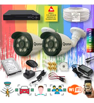 Qromax 2 Kameralı Set - Yapay Zeka Özellikli Gece Renkli Gösteren 8 Warm Ledli TurboHD Güvenlik Kamerası Seti 3908W-104
