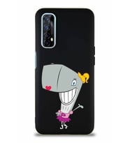 Realme 7 Soft Premier Kapak Pearl Yengeç Tasarımlı Silikon Kılıf - Siyah (Şeffaf)