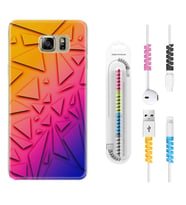Samsung S7 Edge S20 Fe Plus Ultra S21 S22 Kılıf Kablo Koruma Spiral Silikon Üçgenler 1635