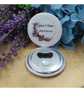 30 Adet Kahverengi Çiçekli Açacak Magnet Söz Nişan Nikah Hediyesi Nikah Şekeri Metal 6 Cm-
