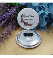 30 Adet Kahverengi Çiçekli Açacak Magnet Söz Nişan Nikah Hediyesi Nikah Şekeri Metal 6 Cm-