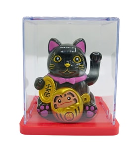 Maneki Neko El Sallayan Mini Şans Kedisi Siyah Solar Güneş Enerjili 5x5cm S2SYH02