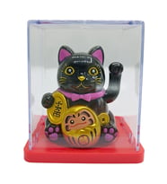 Maneki Neko El Sallayan Mini Şans Kedisi Siyah Solar Güneş Enerjili 5x5cm S2SYH02