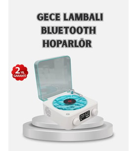 3-ü-1 Gece Işığı Bluetooth Hoparlör Dijital Saat Vintage Plak Çalar Tasarımlı