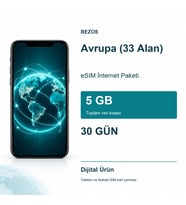 Avrupa (33 Alan) eSIM İnternet Paketi 5 GB 30 Gün