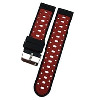 Akıllı Saat İçin 22mm Kırmızı Desenli Siyah Silikon Saat Kordonu 11111