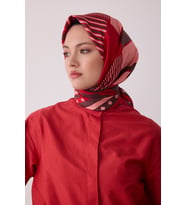 Geometrik Desen %100 Twill İpek Eşarp BE01