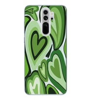 Redmi Note 8 Pro Uyumlu Yeşil Kalp Desenli Şeffaf Telefon Kılıfı
