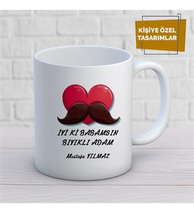 Kişiye Özel İsim Yazılabilir İyiki Babamsın Kupa Bardak