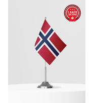 Norveç Tekli Masa Bayrağı Set - Saten Kumaş 1. Kalite
