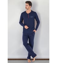 DoReMi 2 Parça Erkek Soft Doğal Pamuk Pijama Takımı (Lacivert)