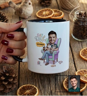 Kişiye Özel Karikatürlü Cat Dad Kedi Babası Kupa Bardak Babalar Günü Hediyesi