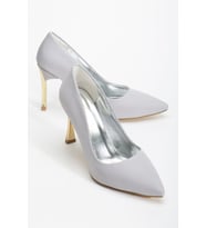 Kadın Gümüş Saten Sivri Burun İnce Topuklu Stiletto (Karışık)