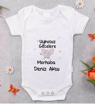 BK Kids İsimli Uykusuz Gecelere Merhaba Tasarımlı Bebek Body Zıbın - Model 1