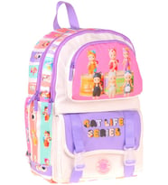 Kaukko Kids Dört Bölmeli Kız Çocuk Cat Life Baskılı Mor - Krem Okul Sırt Çantası - L5313
