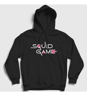 Presmono Unisex Siyah Logo Squid Game Kapüşonlu Sweatshirt 261041tt