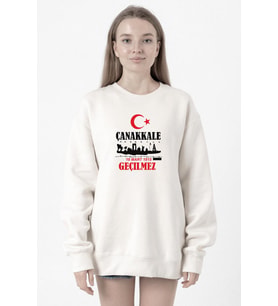 18 Mart Çanakkale Geçilmez Beyaz Kadın 2ip Sweatshirt