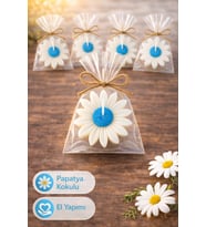 25’li Kişiye Özel Papatya Kokulu Mum – El Yapımı Nikah & Baby Shower Hediyelik Seti (Mavi)
