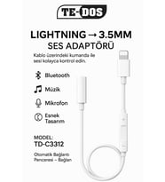 iPhone iPad 8 Pin Lightning Aux Çevirici - 3.5 mm Kablodan Kontrollü Jack Kulaklık Adaptörü