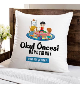Kişiye Özel Okul Öncesi Öğretmeni Tasarımlı Yastık