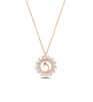 Kadın Rose Gold Kolye Tavus Kuşu Figürlü Taşlı Şık Kolye Modeli 925 Ayar Gümüş