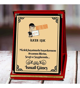 Antrenör Baskılı Plaket (1. Tasarım)  Kişiye Özel (Kırmızı)
