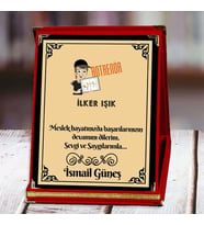 Antrenör Baskılı Plaket (1. Tasarım)  Kişiye Özel (Kırmızı)