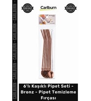 #Pipet Paslanmaz Çelik Şık Metal 6'lı Kaşıklı Pipet Seti Bronz Pipet Temizleme Fırçası