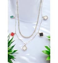 Çok Renkli Yonca Çelik Charm Kolye