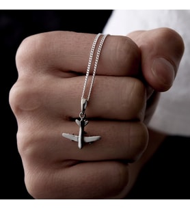 Gümüş Uçak Kolye 925 Ayar Gümüş MİNİ Uçak Figürlü Unisex Kolye
