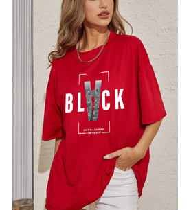 Unisex Black Baskılı Tasarım Tshirt (A.Kırmızı)