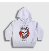 Presmono Unisex Çocuk Beyaz Born To Stand Out Skulls In Kapüşonlu Sweatshirt 507180tt