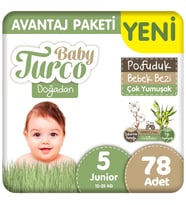 Baby Turco Doğadan 5 Beden Bebek Bezi Avantaj Paketi Pofuduk 78 Adet