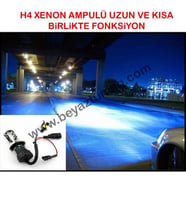 H4 30000K Xenon Far Ampulü Uzun Kısa Çift Koyu Mavi