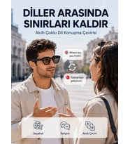 Siyah AI Akıllı Gözlük Fotoğraf Video Ses Kayıtlı Çoklu Dil Çeviri Bluetooth Bağlantılı 3 Lensli