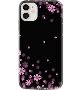 Apple iPhone 11 12 13 Mini Kılıf Desemli Silikon Black flowers 1391