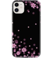 Apple iPhone 11 12 13 Mini Kılıf Desemli Silikon Black flowers 1391
