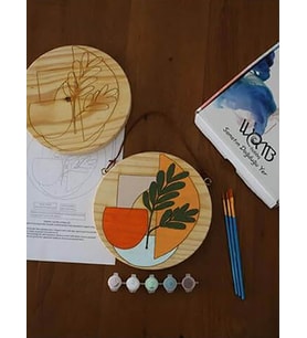Bir Tutam Ahşap Boyama Seti(doğal amerikan çamı 19 cm çap 2.5 cm kalınlık)